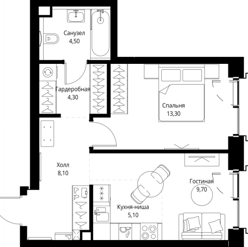 1-комн квартира Москва г., Верейская ул.,  к. SET.1.2