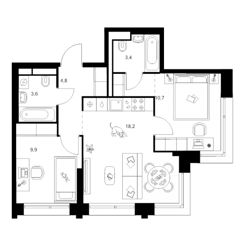 2-комн квартира Москва г., Маршала Прошлякова ул.,  к. 1.2