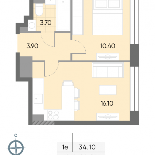 1-комн квартира Борисовские Пруды улица, д.1