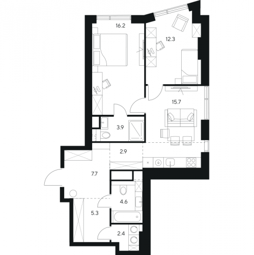 2-комн квартира Москва г., Ярцевская ул.,  к. 1