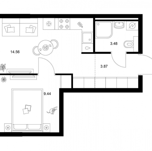 1-комн квартира Квартал Мит, корп. 3.4