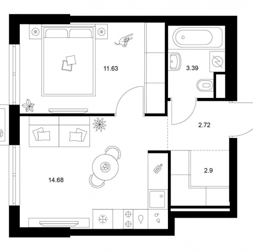 1-комн квартира Квартал Мит, корп. 3.4
