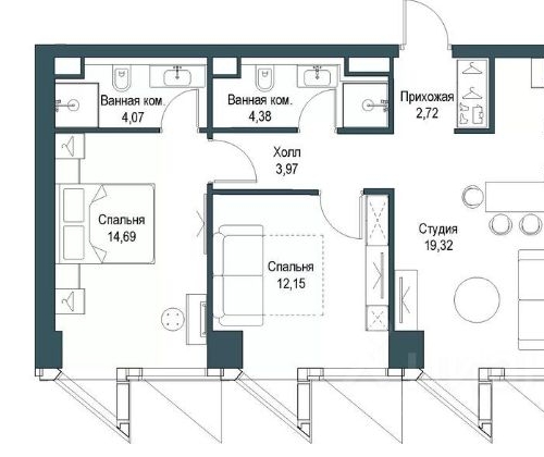 2-комн квартира Багратионовский проезд, 5Ак1