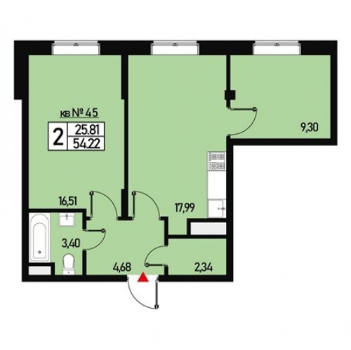 2-комн квартира улица Генерала Донскова, дом 29, корпус 6