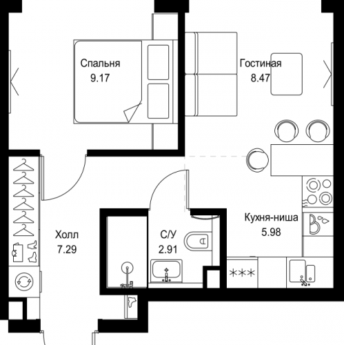 1-комн квартира Москва г., Верейская ул.,  к. SET.2.Б