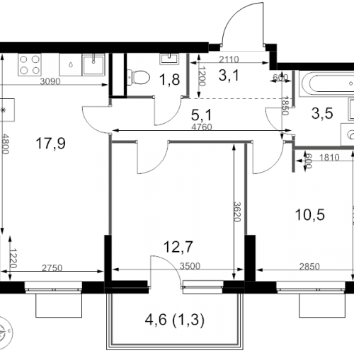 2-комн квартира Москва г., Амурская ул.,  к. 3