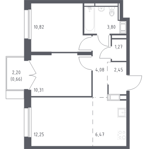 2-комн квартира Мирный п., Свободы ул.,  к. 5.4