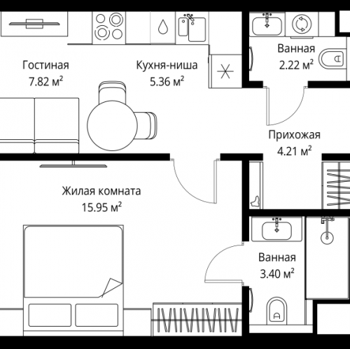 1-комн квартира Москва г., Верейская ул.,  к. 3