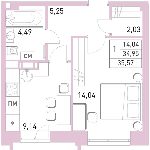 1-комн квартира Балашиха г.,  к. 23
