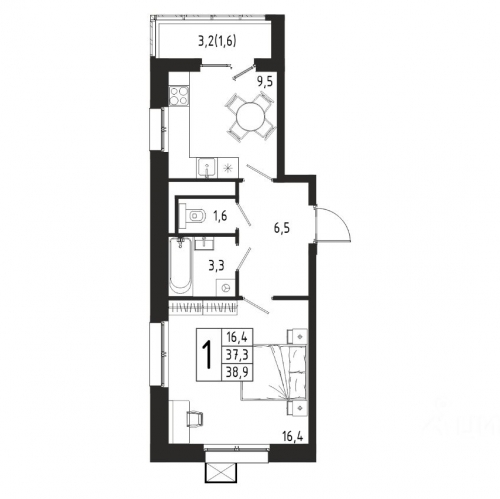 1-комн квартира Долгопрудный г, Парковая ул,  д. 8