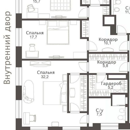 4-комн квартира Гранатный переулок, 6