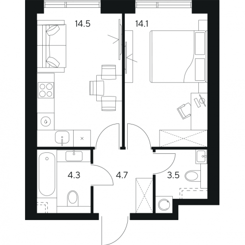1-комн квартира Москва г., Ярцевская ул.,  к. 1