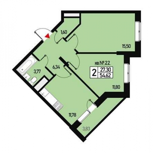 2-комн квартира улица Генерала Донскова, дом 29, корпус 6