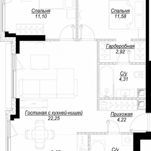 2-комн квартира Москва г., 1-й Сетуньский проезд,  к. RiverSide