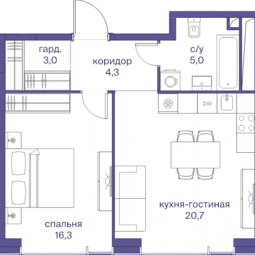 1-комн квартира Москва г., Сергея Макеева ул.,  к. 3