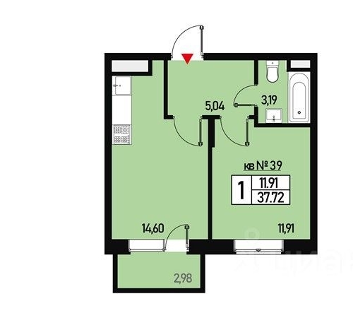 1-комн квартира улица Генерала Донскова, 27к2