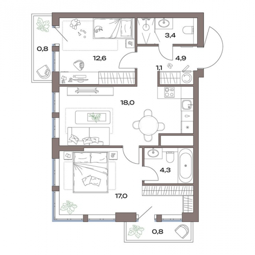 2-комн квартира Москва г., Дубнинская ул.,  к. 12