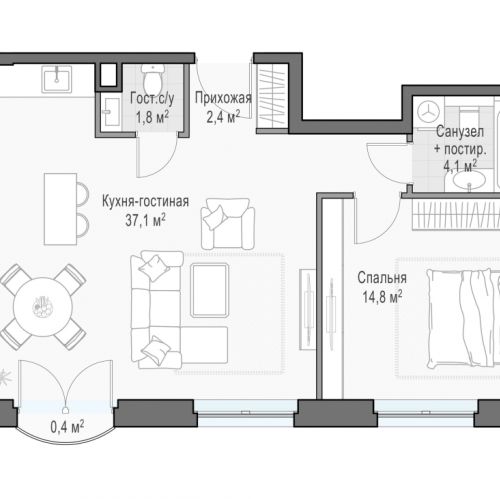 1-комн квартира Москва г., Дубовой Рощи ул.