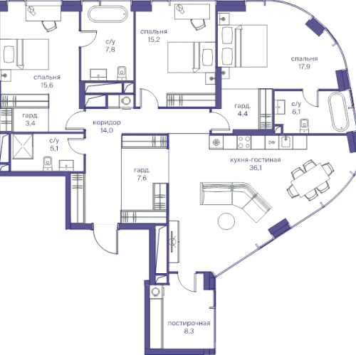 3-комн квартира Москва г., Сергея Макеева ул.,  к. 3