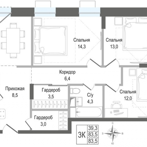 3-комн квартира Королёв г.,  к. 3