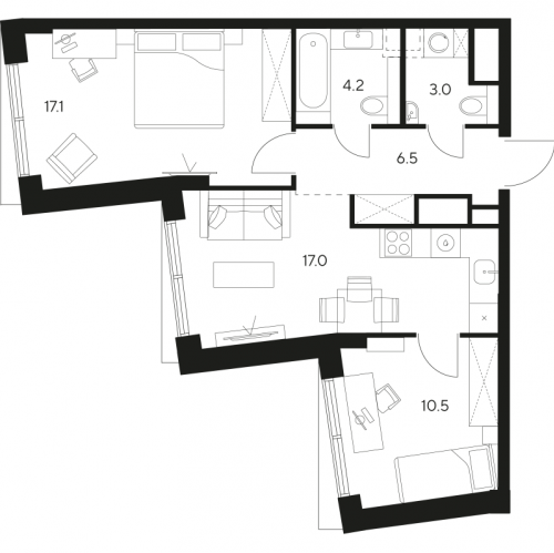 2-комн квартира Москва г., Ярцевская ул.,  к. 1