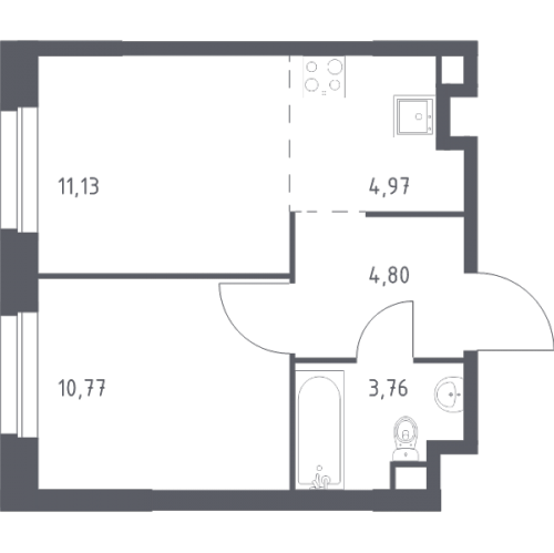1-комн квартира Cтолбово д., Проектируемый проезд № 7032,  к. 13