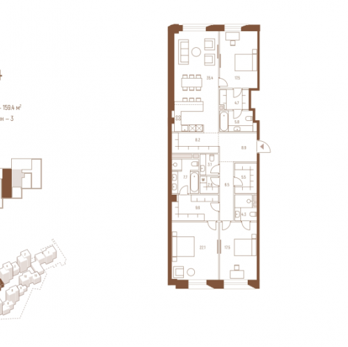 3-комн квартира Москва г., Кутузовский пр-кт,  к. 5.1