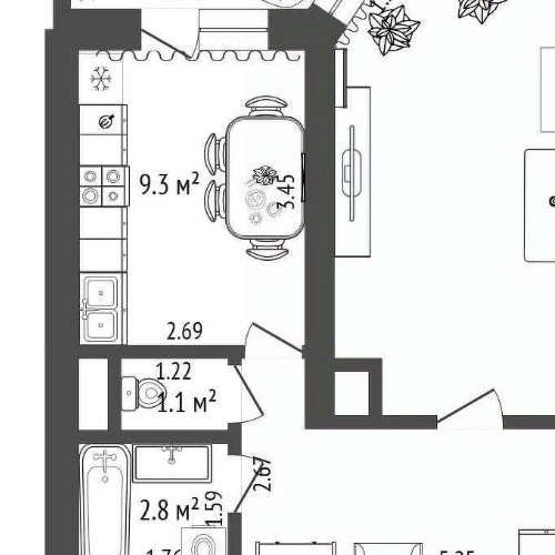 2-комн квартира Пушкарь мкр, с. Тарасовка,  д. 2