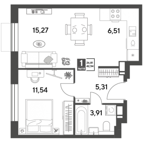 1-комн квартира Пушкино г., Зелёная Роща ул.,  к. 12