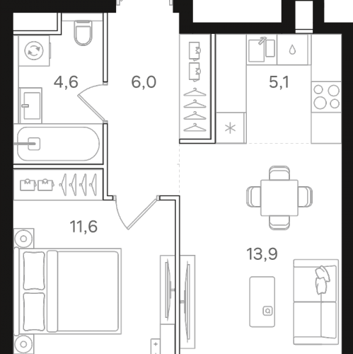 1-комн квартира Москва г., Открытое ш.,  к. 6