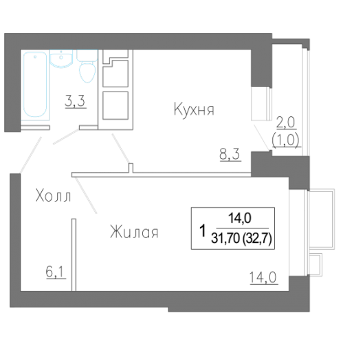 1-комн квартира Сабурово д.,  к. 1