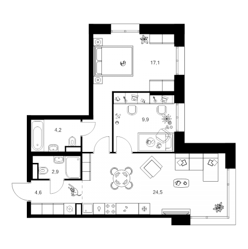 2-комн квартира Москва г., Маршала Прошлякова ул.,  к. 1.1.3