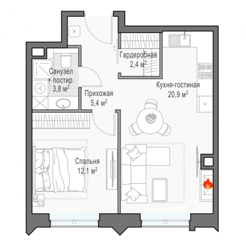 1-комн квартира Москва г., Дубовой Рощи ул.