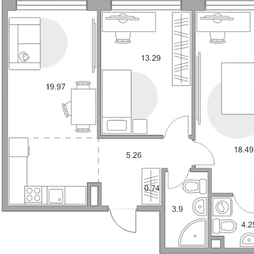 2-комн квартира Народного Ополчения ул,  к. 1