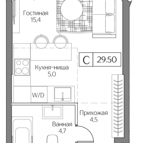 Студия Проектируемый 4062-й проезд,  к. Terra