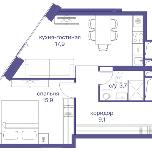 1-комн квартира Москва г., Сергея Макеева ул.,  к. 3