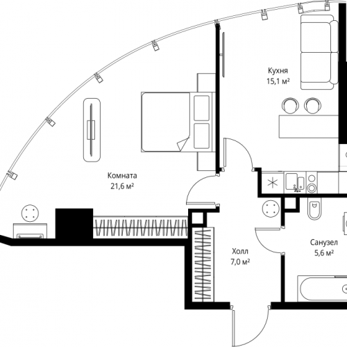 1-комн квартира Москва г., 1-й Красногвардейский проезд,  к. 1
