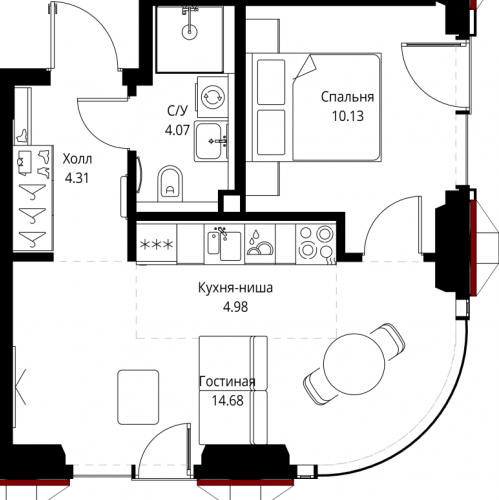 1-комн квартира Москва г., Верейская ул.,  к. SET.2.С