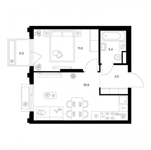 1-комн квартира ш. Алтуфьевское, корп.1.1