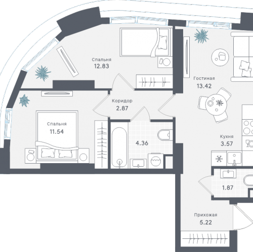 2-комн квартира Москва г., Сокольнический Вал ул.,  к. 2