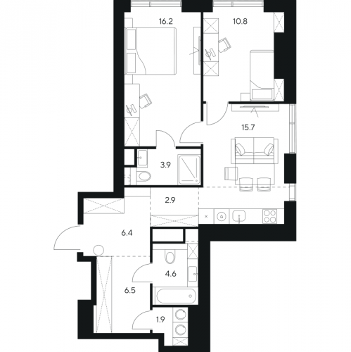 2-комн квартира Москва г., Ярцевская ул.,  к. 1