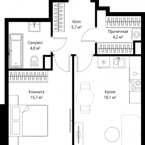 1-комн квартира Москва г., 1-й Красногвардейский проезд,  к. 1