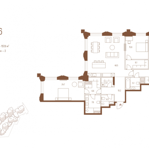3-комн квартира Москва г., Кутузовский пр-кт,  к. 6