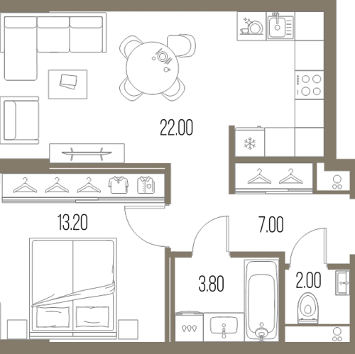 1-комн квартира Москва г., Ленинградское ш.,  к. 7.3