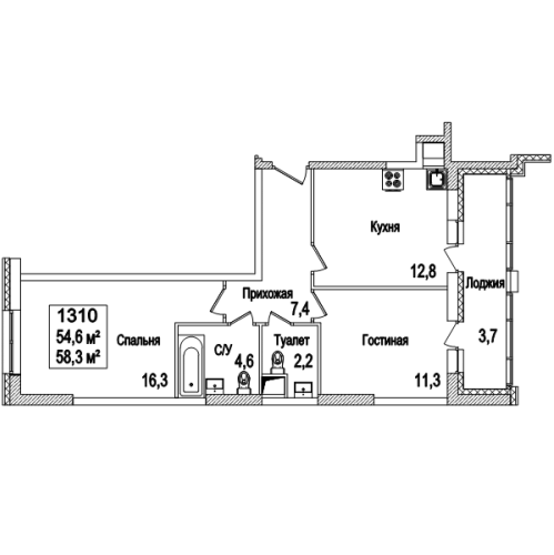 2-комн квартира Рассказовка д., Андрея Тарковского б-р,  к. 15