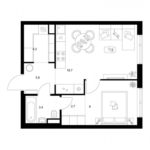 1-комн квартира ул. Котляковская, корп. 2.1