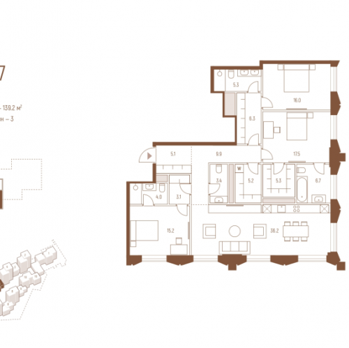 3-комн квартира Москва г., Кутузовский пр-кт,  к. 5.2