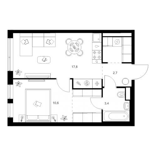 1-комн квартира Москва г., Маршала Прошлякова ул.,  к. 1.2