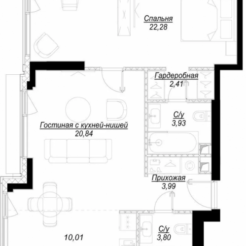 1-комн квартира Москва г., 1-й Сетуньский проезд,  к. RiverSide