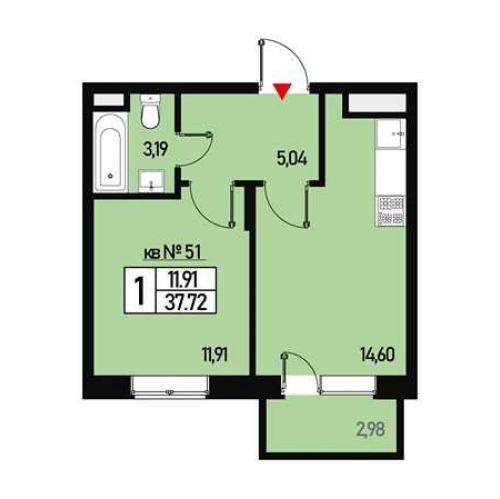 1-комн квартира улица Генерала Донскова, дом 29, корпус 6